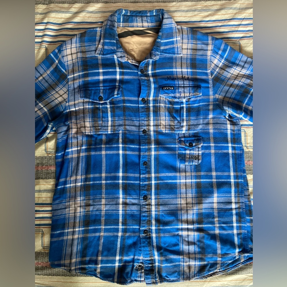 Animal Bikes “Move Makers” Flannel, Blue, Medium, Used, deadstock item